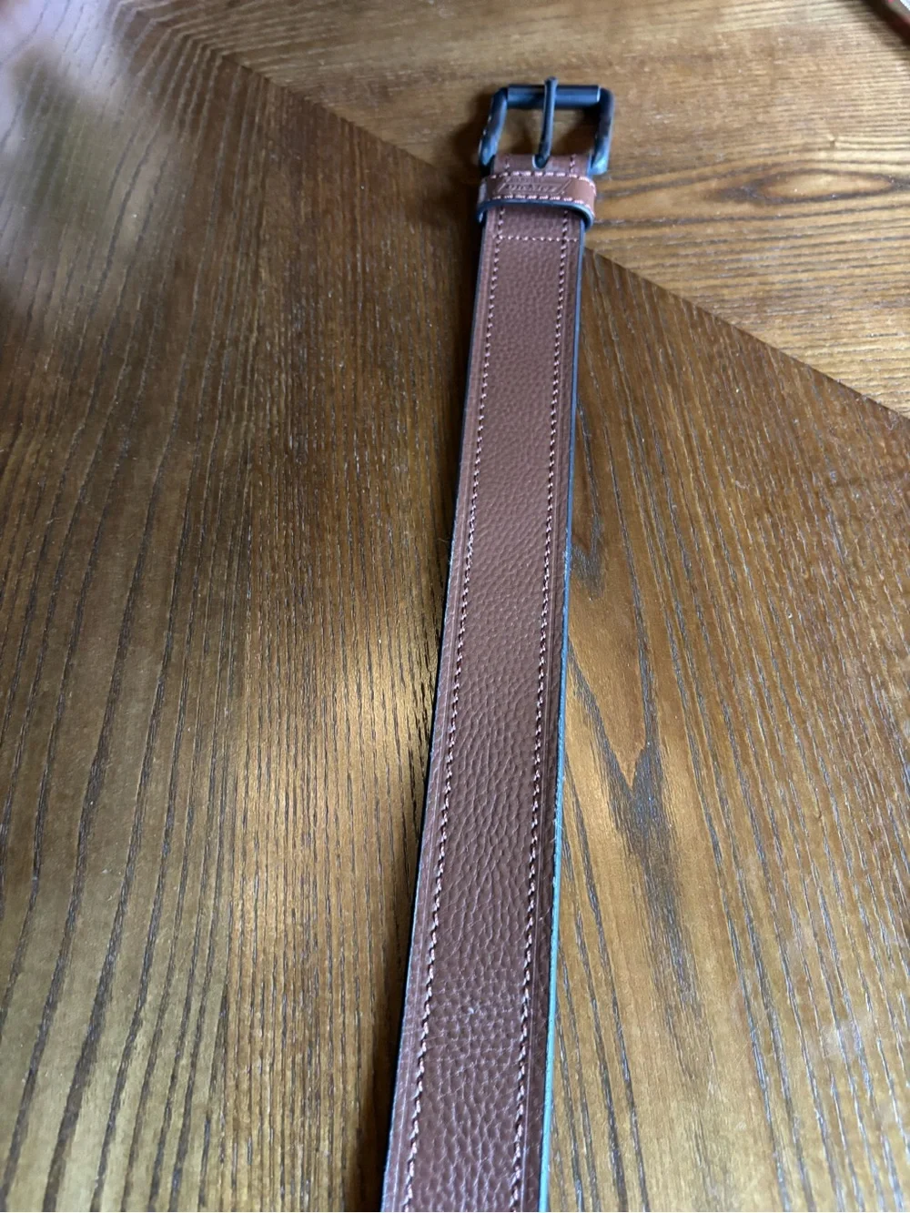 Dickies Genuine Leather Brown Belt Size 38 Matte Black Buckle 1.5” Wide